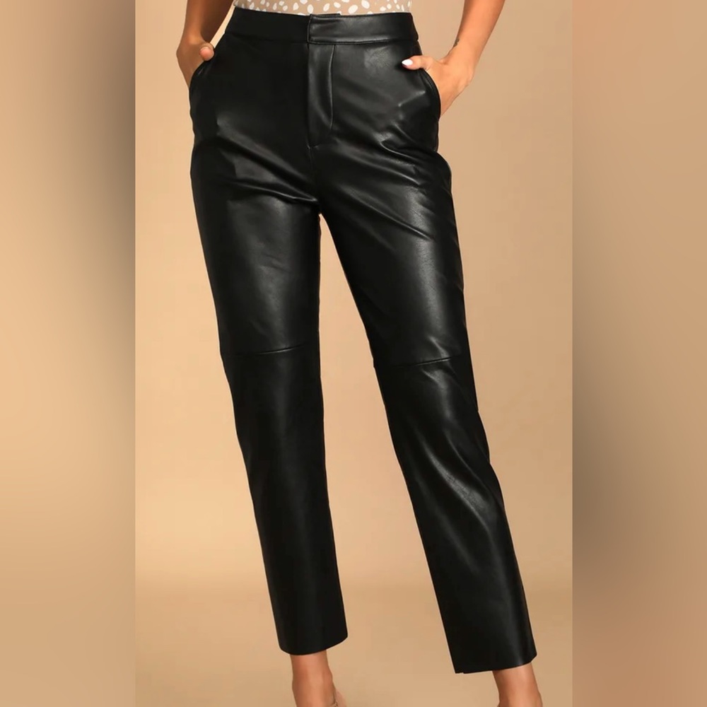 Open Minded Black Vegan Leather Pants